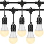 Outdoor String Lights, Electric Plug-In Festoon Lights 10 Meter 20 LED Bulbs Warm White, Outdoor Waterproof Decorative Hanging Light String for Patio Garden Porch Yard
