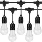 Outdoor String Lights, Electric Plug-In Festoon Lights 10 Meter 20 LED Bulbs Cool White, Outdoor Waterproof Decorative Hanging Light String for Patio Garden Porch Yard