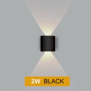 Modern Outdoor Aluminium Wall Light,AC 85-265V, IP65 Waterproof Up and Down Wall Lights for Living Room, Bedroom, Patio, Garden (1-BLACK-2W)