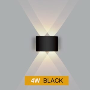 Modern Outdoor Aluminium Wall Light,AC 85-265V, IP65 Waterproof Up and Down Wall Lights for Living Room, Bedroom, Patio, Garden (2-BLACK-4W)