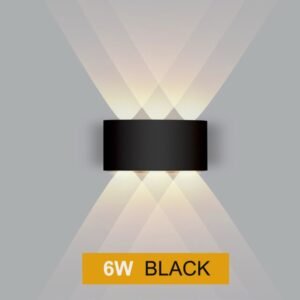 Modern Outdoor Aluminium Wall Light,AC 85-265V, IP65 Waterproof Up and Down Wall Lights for Living Room, Bedroom, Patio, Garden (3-BLACK-6)