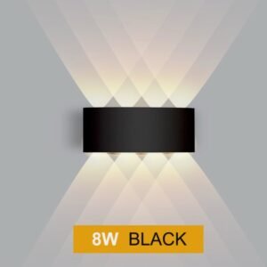 Modern Outdoor Aluminium Wall Light,AC 85-265V, IP65 Waterproof Up and Down Wall Lights for Living Room, Bedroom, Patio, Garden (4-BLACK-8W)