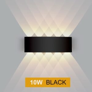 Modern Outdoor Aluminium Wall Light,AC 85-265V, IP65 Waterproof Up and Down Wall Lights for Living Room, Bedroom, Patio, Garden (5-BLACK-10W)