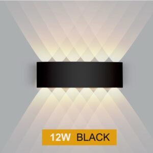 Modern Outdoor Aluminium Wall Light,AC 85-265V, IP65 Waterproof Up and Down Wall Lights for Living Room, Bedroom, Patio, Garden (6-BLACK-12W)