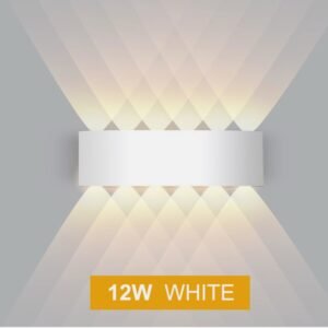 Modern Outdoor Aluminium Wall Light,AC 85-265V, IP65 Waterproof Up and Down Wall Lights for Living Room, Bedroom, Patio, Garden (6-WHITE-12W)