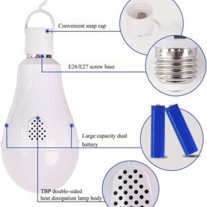 Emergency Rechargeable Light Bulb,Stay Lights Up When Power Failure,1200mAh 15W 80W Equivalent LED Light Bulbs for Home,Camping,Tent - Image 5