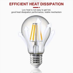 Vintage E27 Edison Bulbs LED Light Bulbs 40W Equivalent, 2700K Warm White, Antique Clear Glass Decorative Bulbs, A60 4W LED Filament Bulbs, Pack of 10(Yellow Light) - Image 8