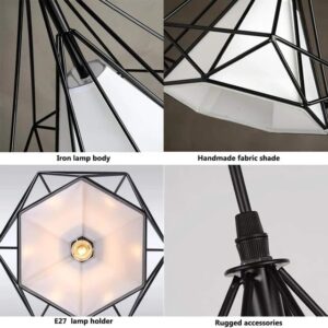 3-Light Farmhouse Hemp Rope Chandelier, Vintage Ceiling Lighting Lamp, Industrial Pendant Light Fixture for Kitchen Island Living Room Dining Room Bedroom Foyer - Image 7