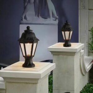 Outdoor Plastic Post Lights, Exterior Lamp Post Light Fixture with E27 Socket, Black Waterproof Post Lantern with Clear Lampshade, Pillar Outside Lighting for Garden, Patio, Pathway - Image 6