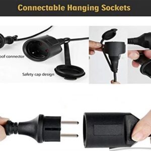 Outdoor String Lights, Electric Plug-In Festoon Lights 10 Meter 20 Hanging Sockets, Outdoor Waterproof Decorative Light String for Patio Garden Porch Yard(Bulb Not Included) - Image 3