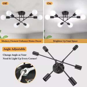 Black Sputnik Chandelier,Modern 6-Light Ceiling Light Fixture for Living Room,Dining Room,Bedroom - Image 6