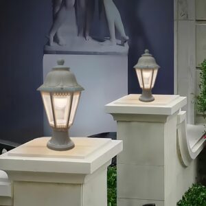Outdoor Plastic Post Lights, Exterior Lamp Post Light Fixture with E27 Socket, White Waterproof Post Lantern with Clear Lampshade, Pillar Outside Lighting for Garden, Patio, Pathway - Image 5