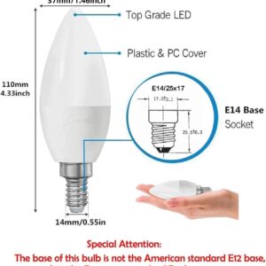 E14 LED Light Bulb, Small Edison Screw Candle Bulbs, 7W 630lm, Cool White 6500K E14 LED Bulb, Energy Saving Candle Light Bulbs, Non-dimmable, Pack of 10(White Light) - Image 5