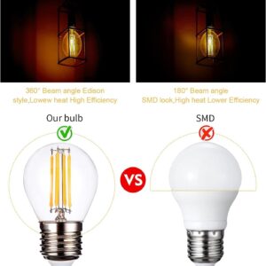 Vintage E27 LED Edison Globe Light Bulbs 40W Equivalent,2700K Warm White,Antique Clear Glass Small Decorative Bulbs,G45 4W LED Filament Bulbs,Pack of 10(Yellow Light) - Image 7