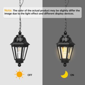 Modern Outdoor Black Pendant Light, Farmhouse Exterior Hanging Lights with Adjustable Chain, Black Ceiling Hanging Lanterns with Clear Lampshade for Porch, Yard, Gazebo, Entryway - Image 6