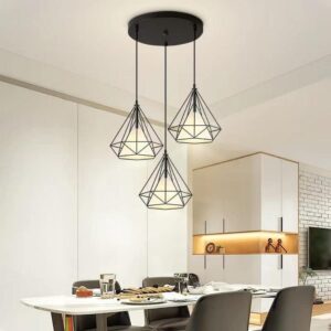 3-Light Farmhouse Hemp Rope Chandelier, Vintage Ceiling Lighting Lamp, Industrial Pendant Light Fixture for Kitchen Island Living Room Dining Room Bedroom Foyer - Image 6