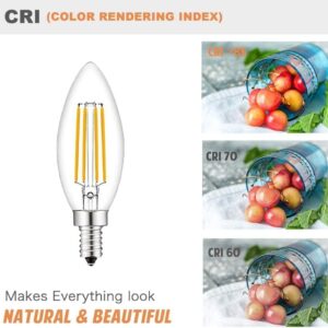 E14 LED Filament Light Bulb, Small Edison Screw Candle Bulbs, 4W 360lm, Warm White 2700K E14 LED Bulb, Energy Saving Candle Light Bulbs, Non-dimmable, Pack of 10(Yellow Light) - Image 4
