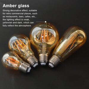 Vintage E27 LED Edison Globe Light Bulbs 40W Equivalent, 2200K Warm White, Antique Amber Glass Decorative Bulbs, G125 4W LED Filament Bulb,Pack of 6(Yellow Light) - Image 7