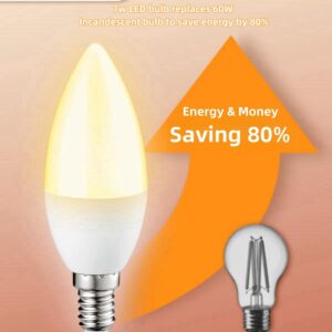 E14 LED Light Bulb, Small Edison Screw Candle Bulbs, 7W 630lm, Warm White 3000K E14 LED Bulb, Energy Saving Candle Light Bulbs, Non-dimmable, Pack of 10 (Yellow Light) - Image 3