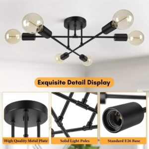 Black Sputnik Chandelier,Modern 6-Light Ceiling Light Fixture for Living Room,Dining Room,Bedroom - Image 5