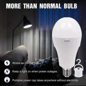 Emergency Rechargeable Light Bulb,Stay Lights Up When Power Failure,1200mAh 15W 80W Equivalent LED Light Bulbs for Home,Camping,Tent - Image 3