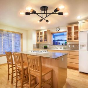 Black Sputnik Chandelier,Modern 6-Light Ceiling Light Fixture for Living Room,Dining Room,Bedroom - Image 4