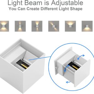 12W Outdoor Wall Light Waterproof IP65 LED Wall Lighting Indoor Outdoor Modern Aluminium Wall Lamp Adjustable Beam Warm White 3000K, White - Image 5