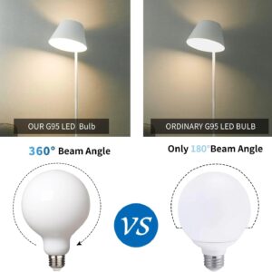 G95 Frosted E27 LED Edison Globe Light Bulbs 40W Equivalent,2700K Warm White,400Lm,Milky Glass Decorative Bulbs,4W LED Filament Bulbs,Non-Dimmable,Pack of 6 (Warm White) - Image 3