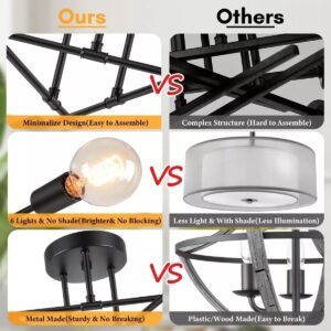 Black Sputnik Chandelier,Modern 6-Light Ceiling Light Fixture for Living Room,Dining Room,Bedroom - Image 7