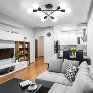 Black Sputnik Chandelier,Modern 6-Light Ceiling Light Fixture for Living Room,Dining Room,Bedroom - Image 3