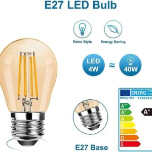 Vintage LED Edison Globe Light Bulbs 40W Equivalent, 2700K Warm White, Antique Amber Glass Decorative Bulbs, E27 Base, G45 4W LED Filament Bulbs, Pack of 10(Yellow Light) - Image 3