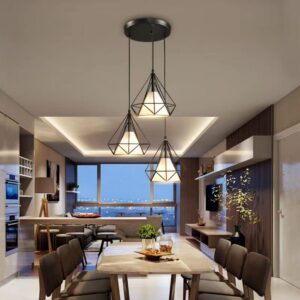 3-Light Farmhouse Hemp Rope Chandelier, Vintage Ceiling Lighting Lamp, Industrial Pendant Light Fixture for Kitchen Island Living Room Dining Room Bedroom Foyer - Image 5