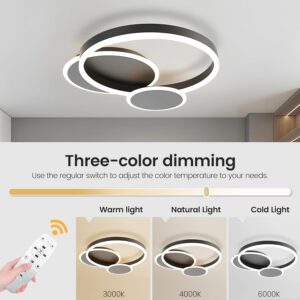 LED Modern Round Ring Ceiling Light, Flush Mount Decorative Bright Ceiling for Living Room and Bedroom, with Remote ControlDimmable and Adjustable 3-Color Temperature - Image 3