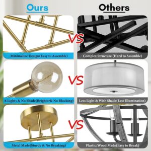 Modern Gold Sputnik Chandeliers,6-Light Ceiling Lights for Living Room,Dining Room,Bedroom,Kitchen Island - Image 3