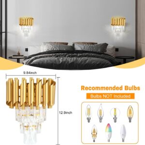 Modern Crystal Wall Sconce, E14 3-Tier Crystal Wall Light, Gold LED Indoor Wall Lamp, Interior Lighting Decoration for Living Room, Bedroom, Dining Room,Hallway - Image 7