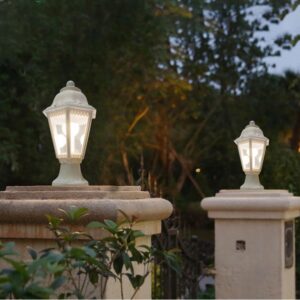 Outdoor Plastic Post Lights, Exterior Lamp Post Light Fixture with E27 Socket, White Waterproof Post Lantern with Clear Lampshade, Pillar Outside Lighting for Garden, Patio, Pathway - Image 4