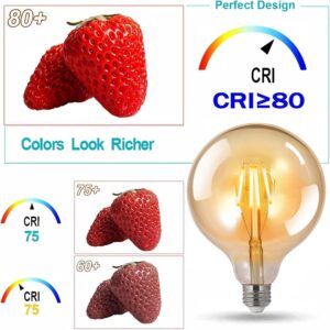 Vintage E27 LED Edison Globe Light Bulb 2700K Warm White, Antique Amber Glass Decorative Bulbs, G125 6W LED Filament Bulb(Yellow Light) - Image 3
