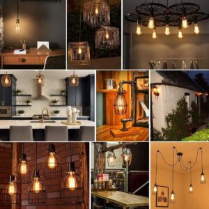 Vintage E27 Edison Bulbs LED Light Bulbs 40W Equivalent,2700K Warm White,Antique Amber Glass Decorative Bulbs,ST64 4W LED Filament Bulbs,Pack of 6(Yellow Light) - Image 6