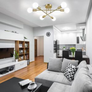 Modern Gold Sputnik Chandeliers,6-Light Ceiling Lights for Living Room,Dining Room,Bedroom,Kitchen Island - Image 6