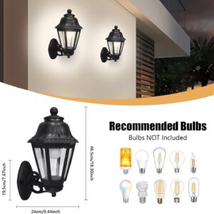 Outdoor Black Wall Lights, Plastic Outdoor Light Fixture with E27 Socket, Exterior Waterproof Wall Lamp with Clear Lampshade, Outside Porch Lights for Garden, Patio, Pathway - Image 3
