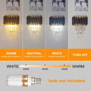Modern Crystal Wall Sconce, E14 3-Tier Crystal Wall Light, Black and Gold LED Indoor Wall Lamp, Interior Lighting Decoration for Living Room, Bedroom, Dining Room,Hallway - Image 5