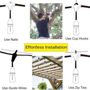 Outdoor String Lights, Electric Plug-In Festoon Lights 10 Meter 20 LED Bulbs, Outdoor Waterproof Decorative Hanging Light String for Patio Garden Porch Yard (10M with A60 Clear) - Image 3