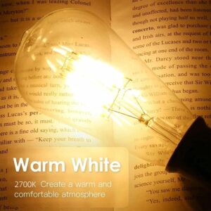Vintage E27 Edison Bulbs LED Light Bulbs 40W Equivalent, 2700K Warm White, Antique Clear Glass Decorative Bulbs, ST64 4W LED Filament Bulbs, Pack of 6(Yellow Light) - Image 5