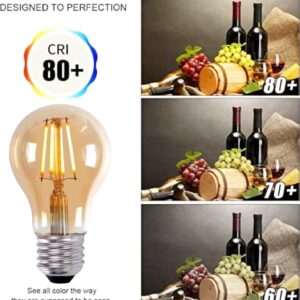 Vintage E27 Edison Bulbs LED Light Bulbs 40W Equivalent,2700K Warm White,Antique Amber Glass Decorative Bulbs,A60 4W LED Filament Bulbs,Pack of 10(Yellow Light) - Image 6