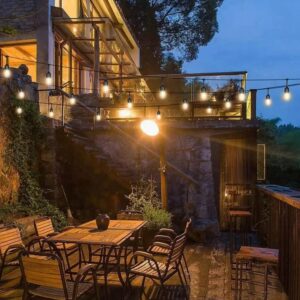 Outdoor String Lights, Electric Plug-In Festoon Lights 10 Meter 20 Hanging Sockets, Outdoor Waterproof Decorative Light String for Patio Garden Porch Yard(Bulb Not Included) - Image 6
