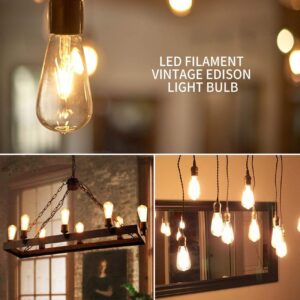 Vintage E27 Edison Bulbs LED Light Bulbs 40W Equivalent, 2700K Warm White, Antique Clear Glass Decorative Bulbs, ST64 4W LED Filament Bulbs, Pack of 6(Yellow Light) - Image 7