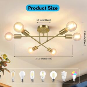 Modern Gold Sputnik Chandeliers,6-Light Ceiling Lights for Living Room,Dining Room,Bedroom,Kitchen Island - Image 4