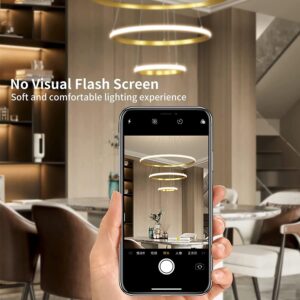 Modern LED Gold Chandelier 3 Ring LED Pendant Light Fixture Dimmable with Remote Control Adjustable Height Ceiling Chandelier for Living Room Dining Room Bedroom Foyer Stairway - Image 5