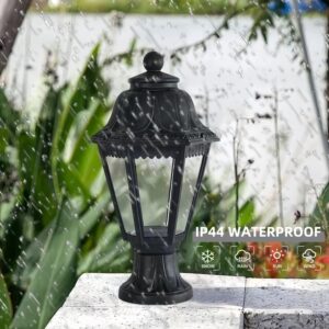 Outdoor Plastic Post Lights, Exterior Lamp Post Light Fixture with E27 Socket, Black Waterproof Post Lantern with Clear Lampshade, Pillar Outside Lighting for Garden, Patio, Pathway - Image 5