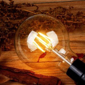 Vintage E27 LED Edison Globe Light Bulbs 40W Equivalent,2200K Warm White,Antique Amber Glass Decorative Bulbs,G95 4W LED Filament Bulbs,Pack of 6(Yellow Light) - Image 5